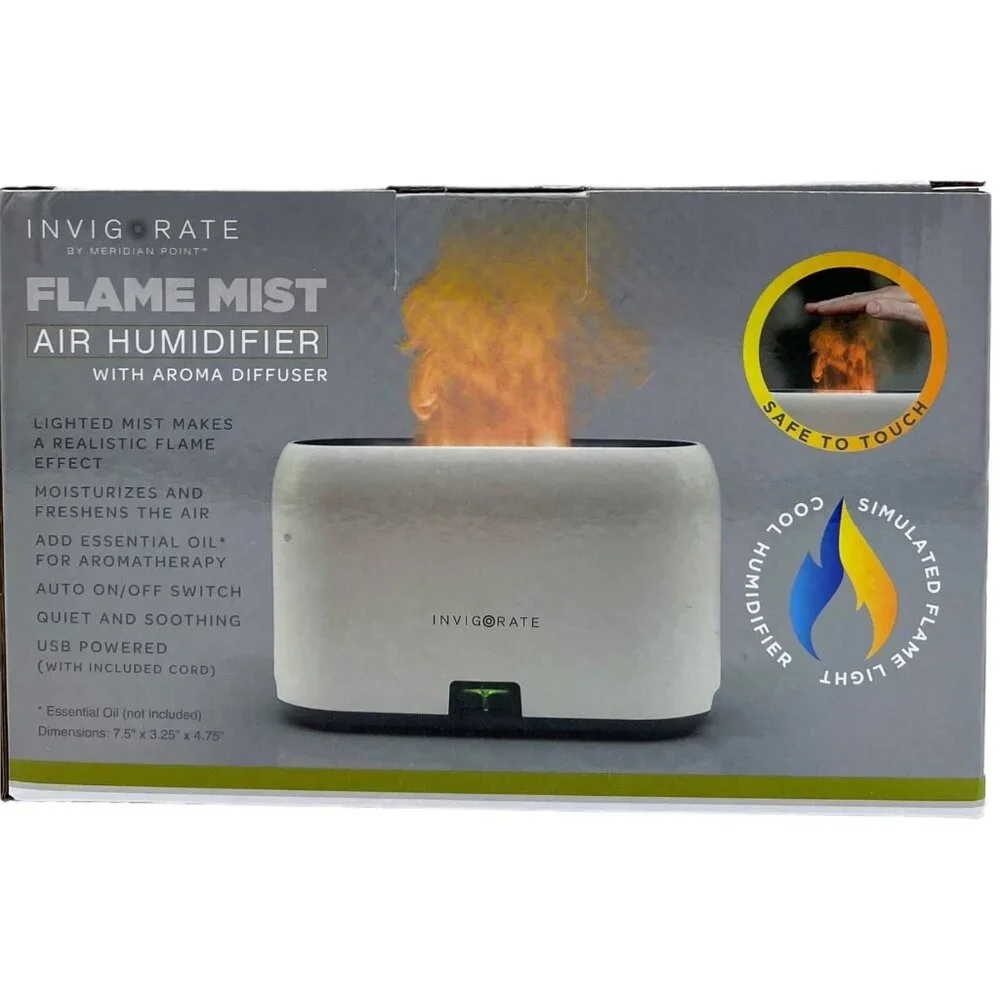 Ultrasonic Cool Mist Essential Oil Diffuser LED Flame Light Aromatherapy Lamp